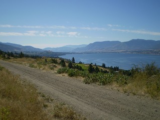 Further up the trail, looking back at Penticton, Kettle Valley Railway Penticton to Naramata, 2011-08.